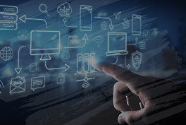 Dedo apontando soluções digitais